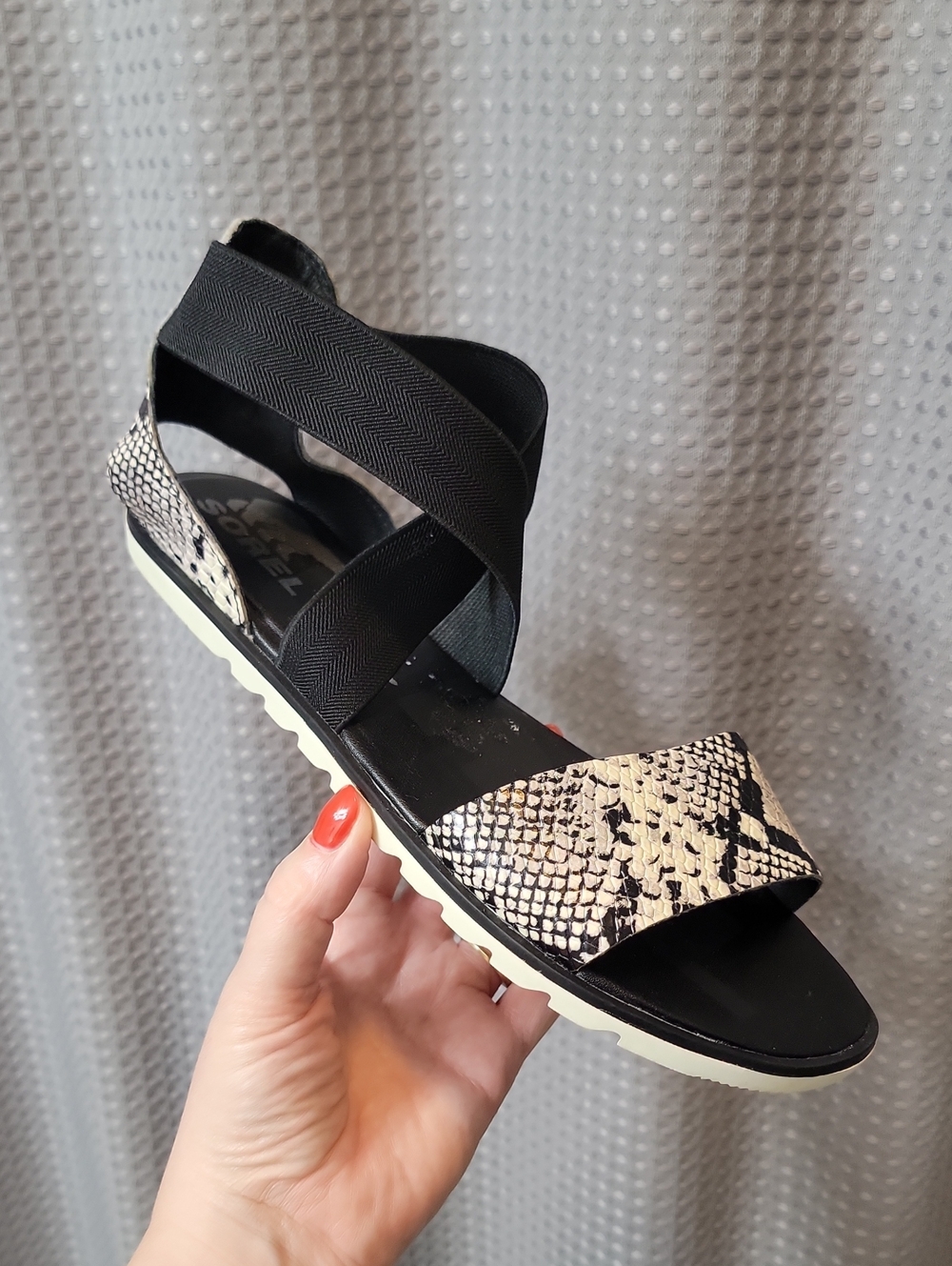 Sorel Ella Sandals Snakeskin Size 7.5